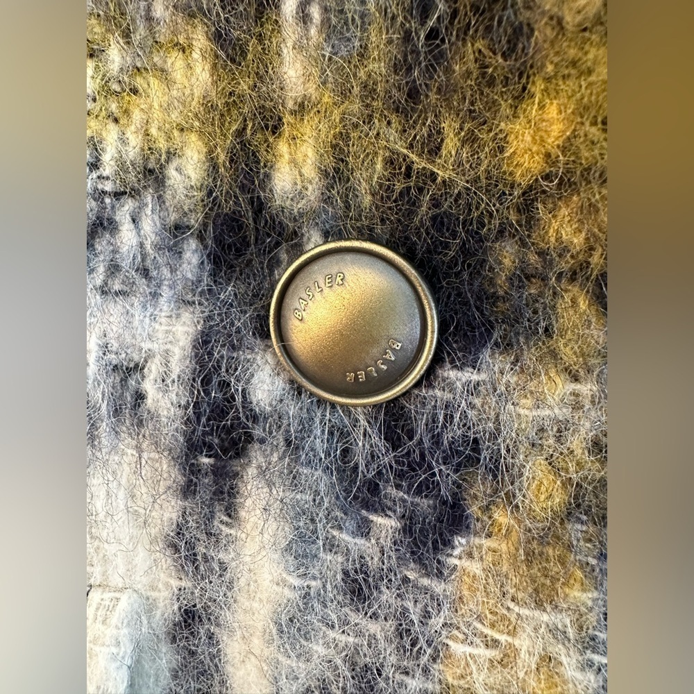 BASLER 40 Old Money Brushed Wool Abstract Plaid City Coat Painterly Tartan Efect - Picture 9 of 16